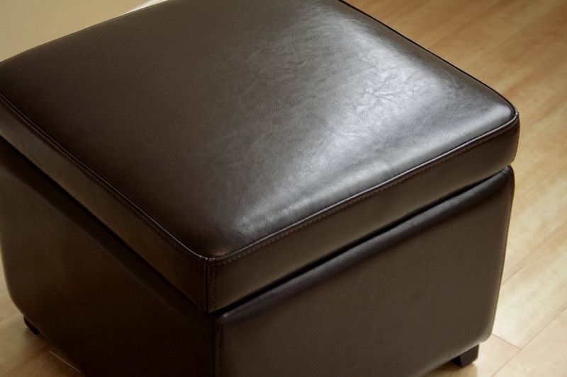 Dark brown on sale leather ottoman